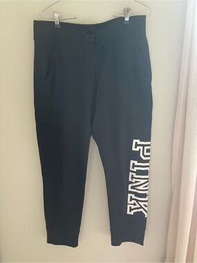PINK Victoria's Secret Black Jogger Sweatpants with White Logo